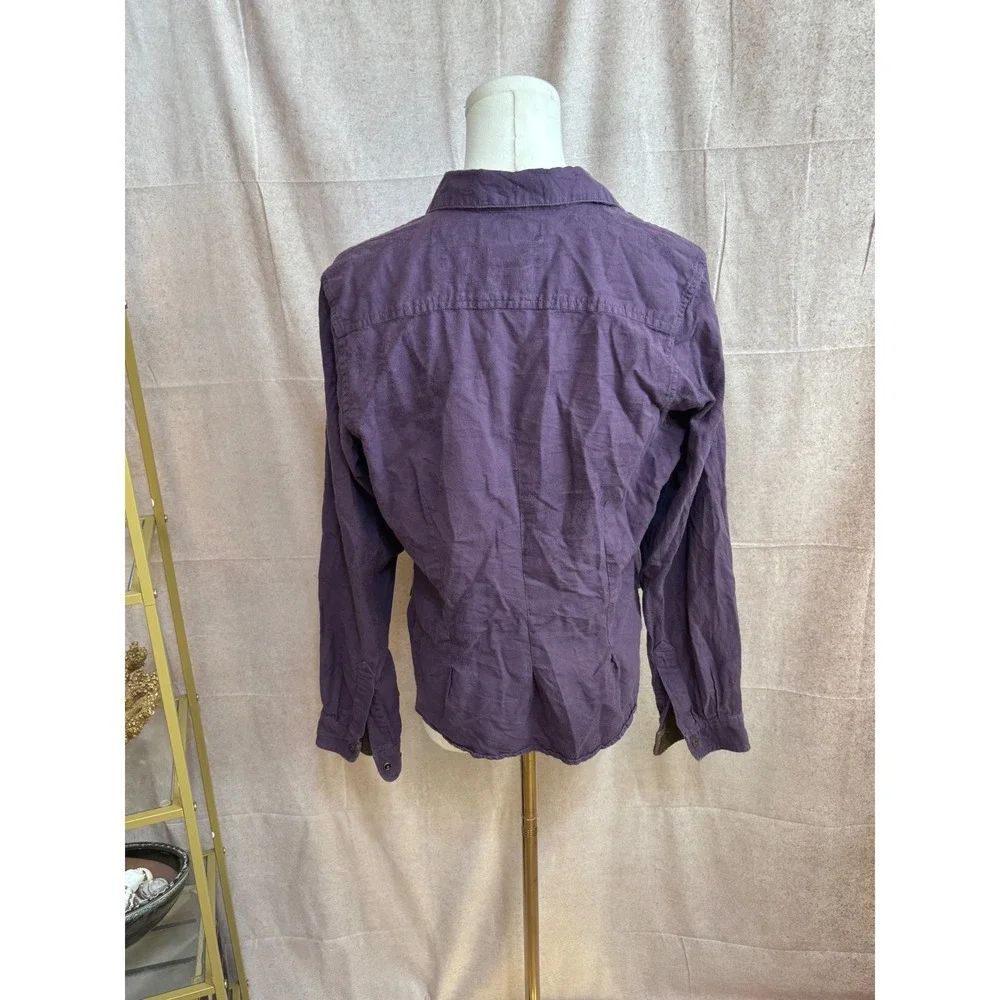 Columbia River Resort Purple Floral Jacquard Snap Button Down Shirt Womens Small